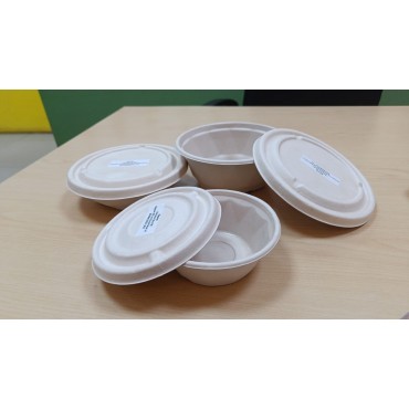 Bagasse Round Bowl With Lid | Biodegradable |  Pack of 300 pcs 