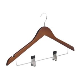 Cherry Wood Normal Cloth Hanger With 2 Clips