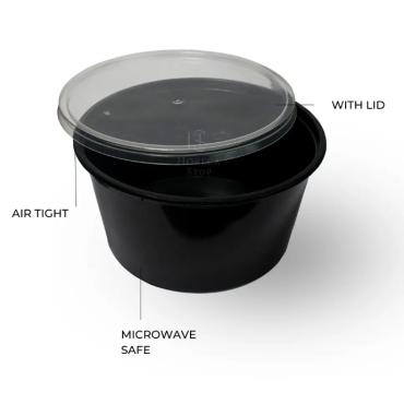 PP Black Food Grade Plastic Containers, For Biriyani Gravy Container,  Size/Dimension: 500ml